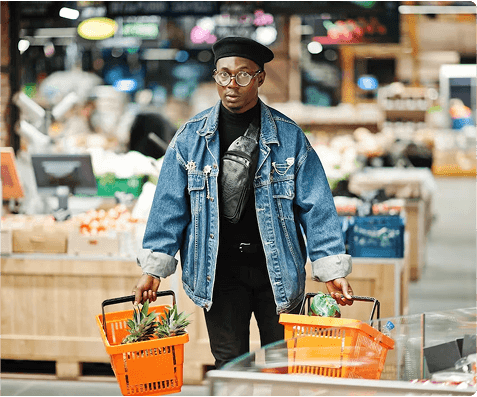Shopper with groceries