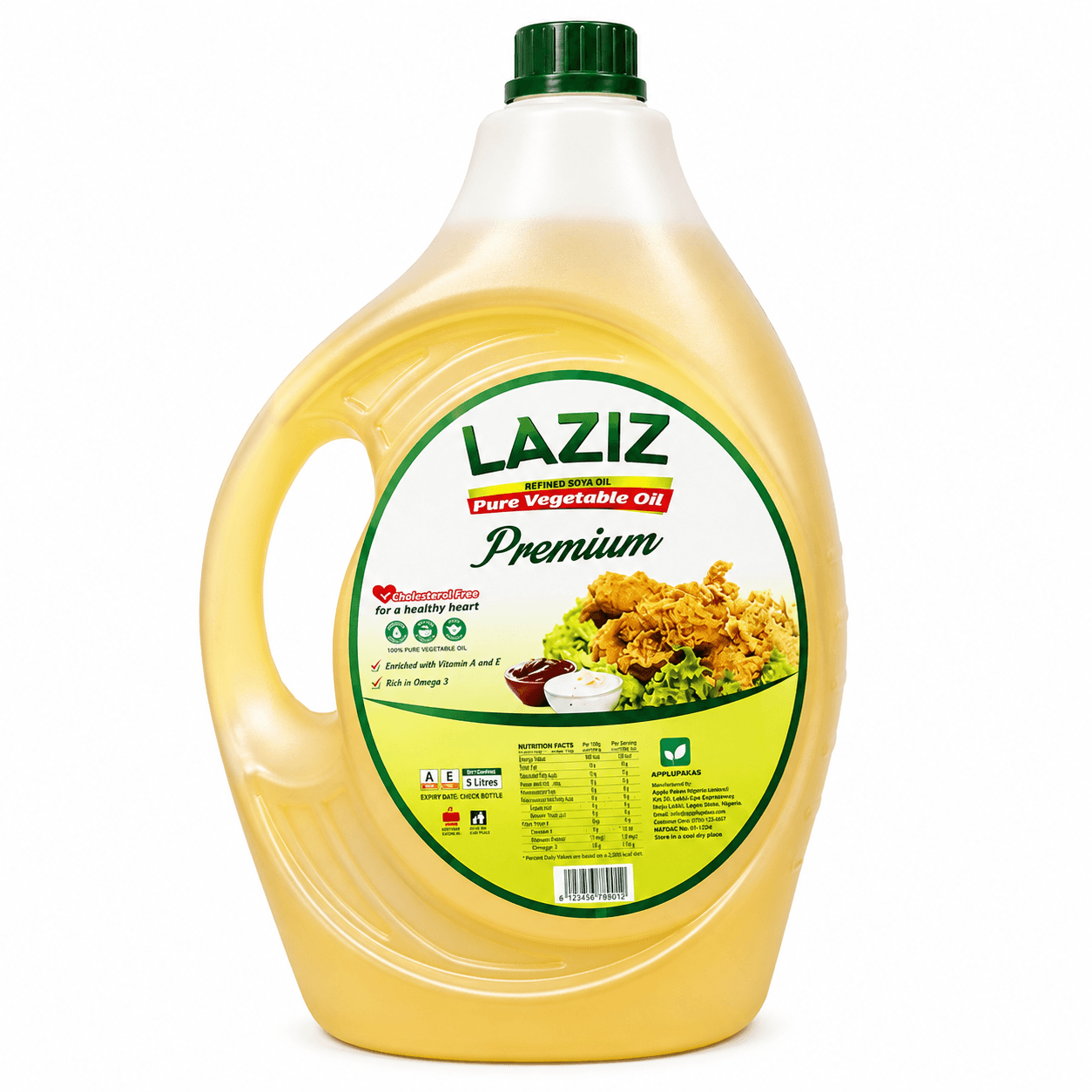 Laziz Refined Soya Premium Vegetable Oil 5 Litre