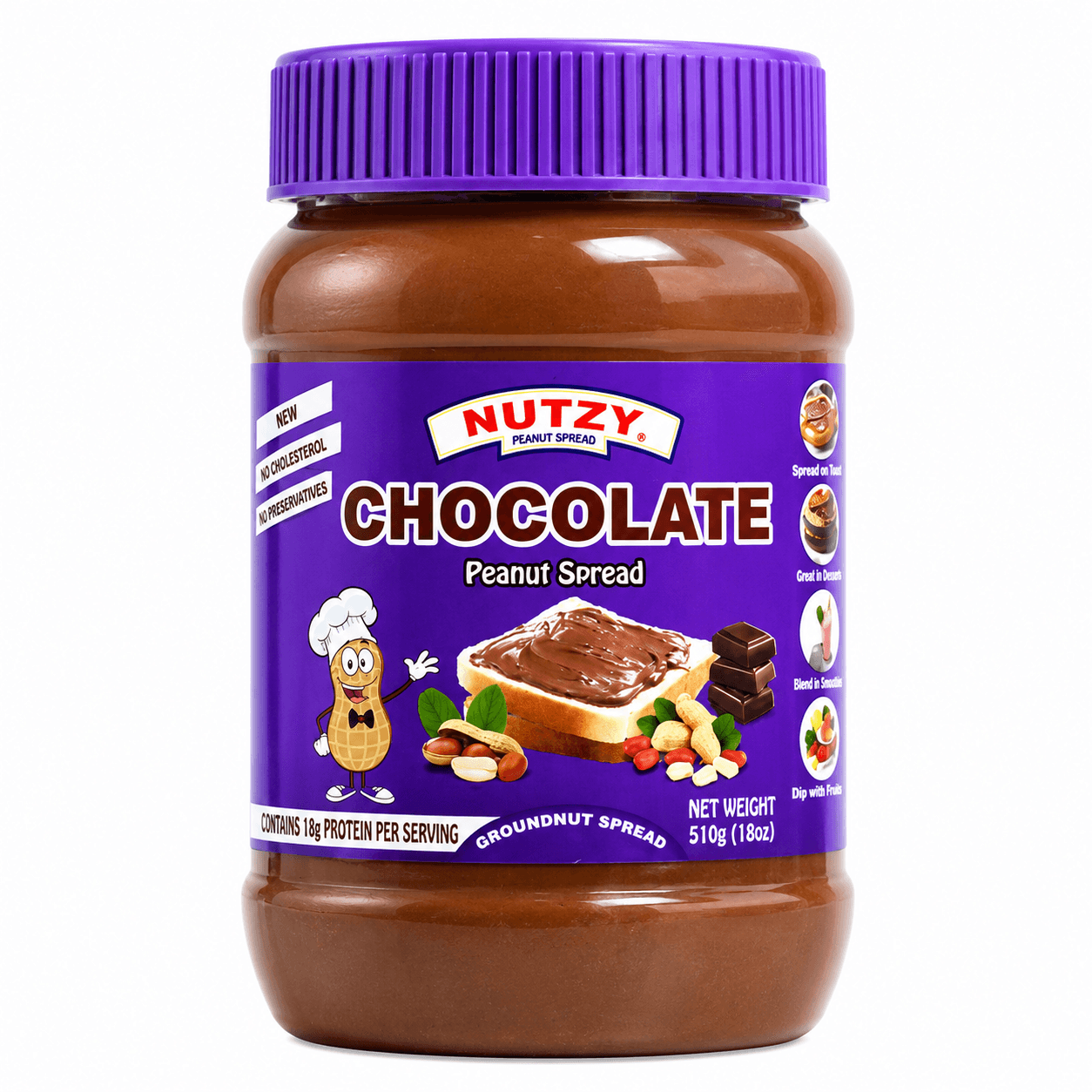 Nutzy Chocolate Peanut Bread Spread 510g