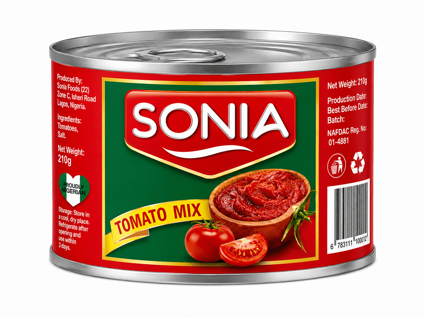 Sonia Tomato Paste Can 210g