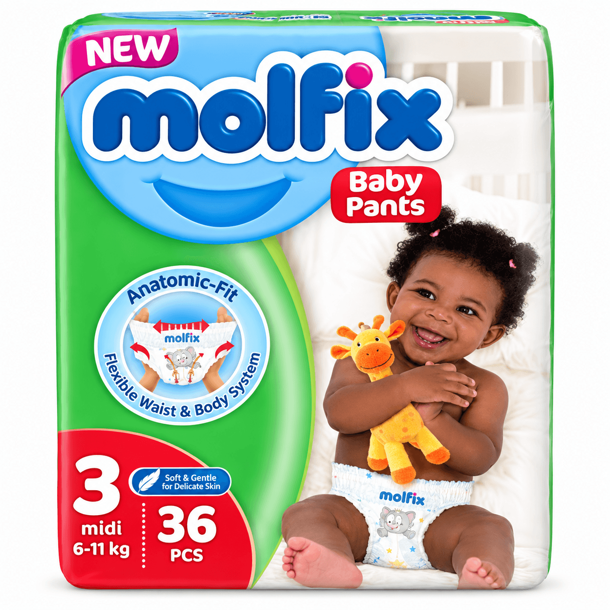New Molfix Baby Pants Anatomic Fit 36pcs 1.2kg